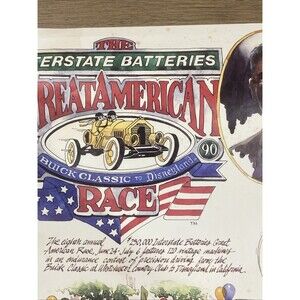 Vintage Buick Goodyear Dealer Advertisement Poster Great American Race 37x24 90s